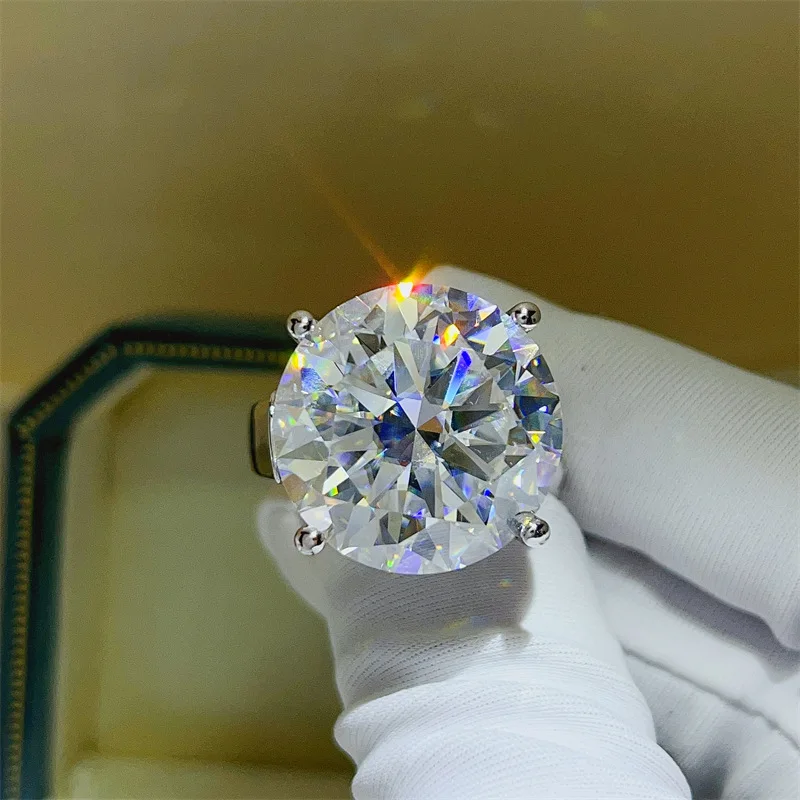 Fashion Moissanite PT950 Platinum 20 Carat Luxury Four-Claw Ring for Women,noble and gorgeous jewelry for daily and banquet wear