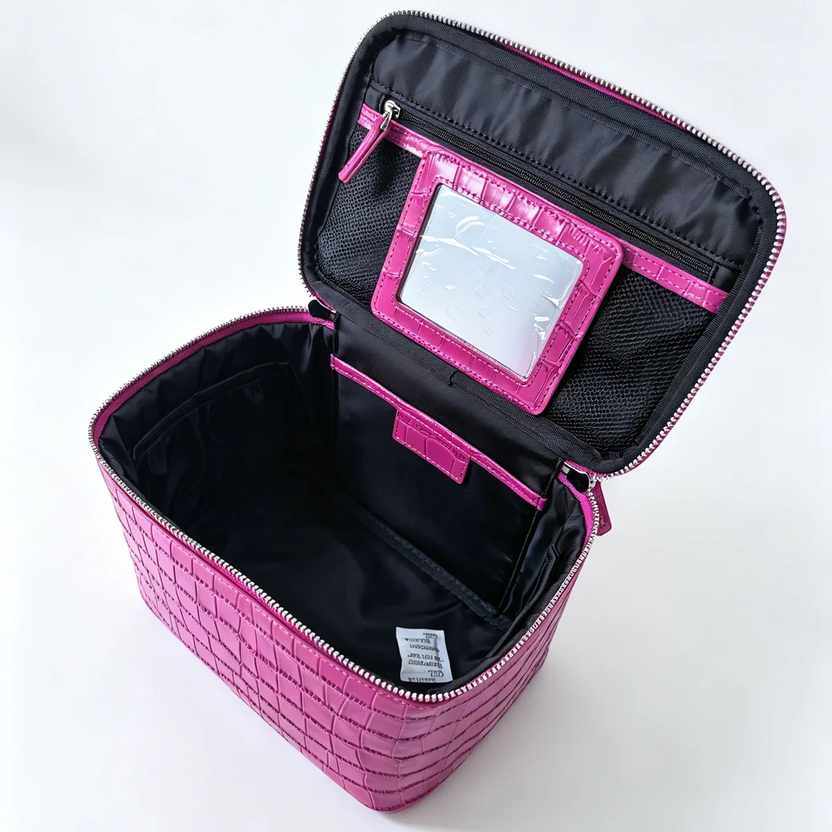 Neue Rosenrote Echte Krokodilleder-Textur Kosmetiktasche Große Kapazität Reise-Tragbare Handtasche Organizer Make-up-Tasche Etui – Detail 10