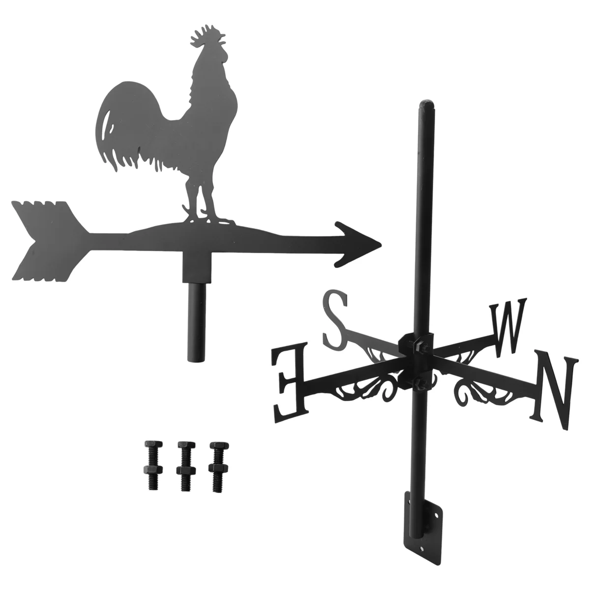 Weathervane with Animal Chickens Garden Stake Weather Vane Wind Direction Indicator Rooster Cockerel Ornament Art Craft