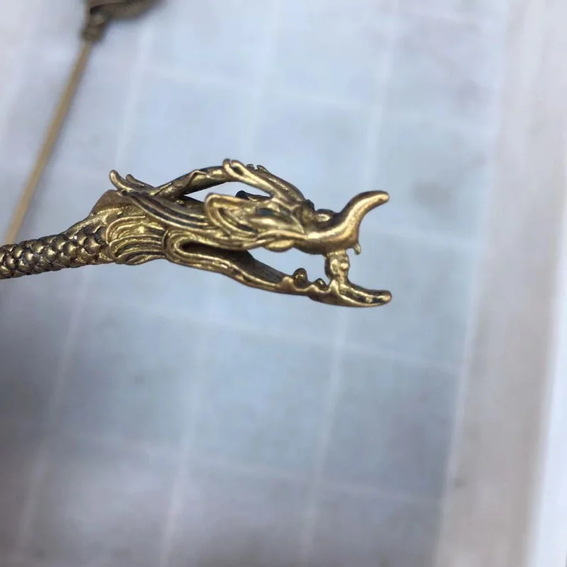 ในสต็อกโบราณเงินทิเบต Dragon HEAD Hairpin สไตล์ทิเบต Simple Silver Hairpin สไตล์ทิเบตชาติพันธุ์ WIND Blossom ความมั่งคั่ง