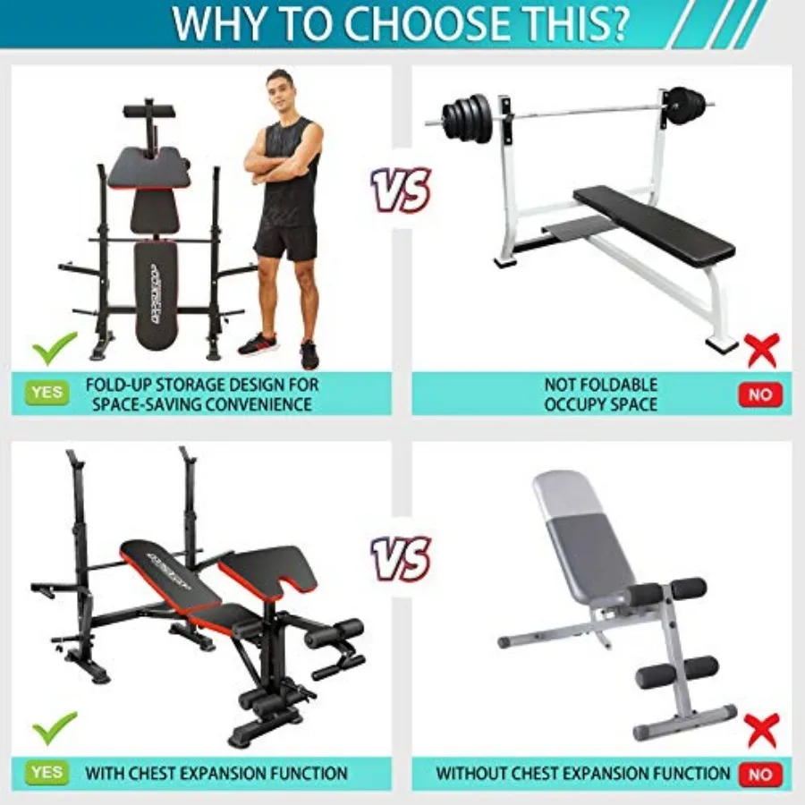 مجموعة مقاعد البدلاء الأولمبية القابلة للتعديل بوزن 600 رطل مع رف القرفصاء لصالة الألعاب الرياضية المنزلية: مجموعة ضغط مقاعد البدلاء قابلة للطي مع تجعيد الواعظ #6