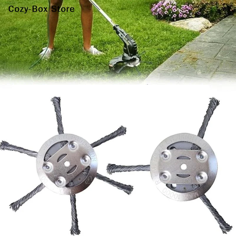 [ZY]1/2Pc 6 Inch Steel Wire Wheel Head Grass Trimmer Head Universal Weed Brush Fit Straight Shaft Brushcutter Removal Moss Rust