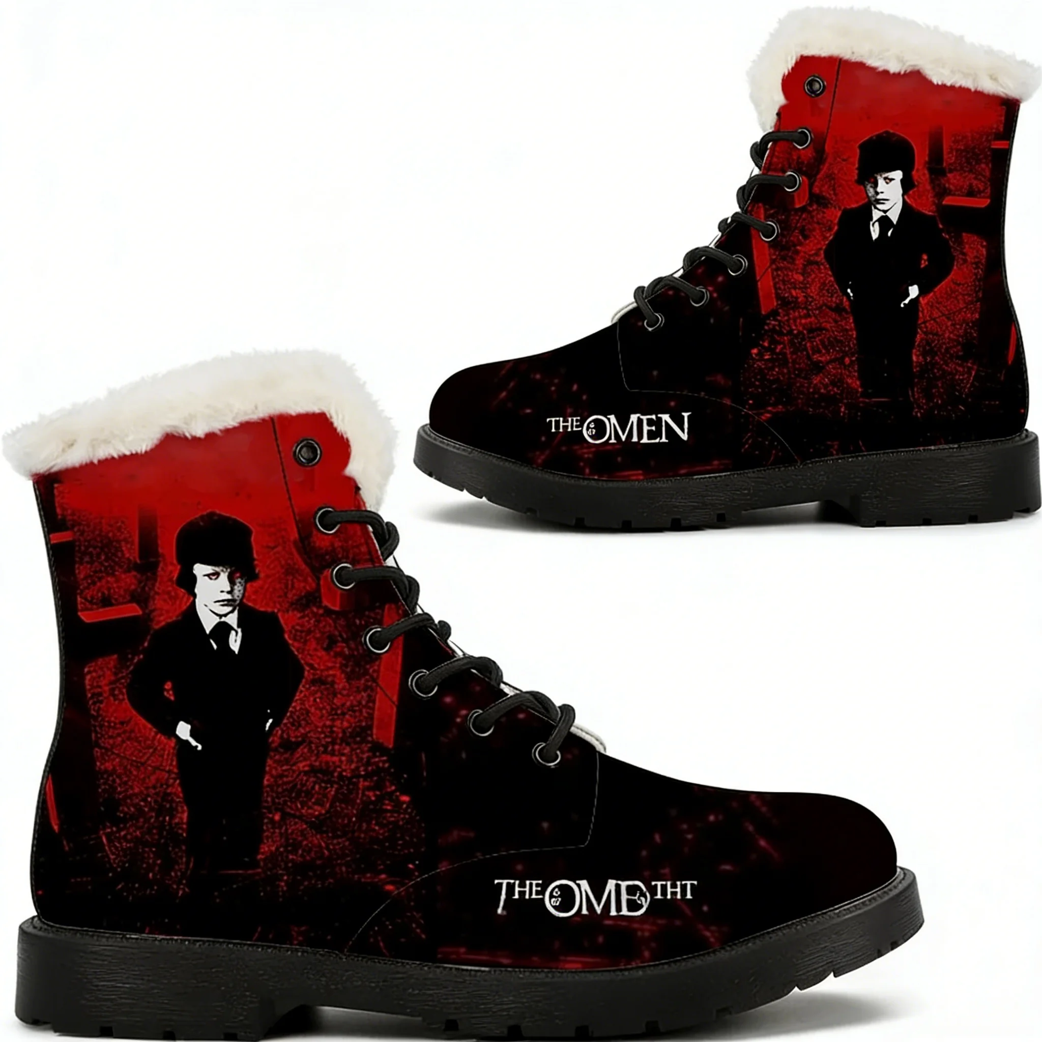 

Плюшевые ботинки Omen для мужчин, женщин и подростков, повседневная обувь, теплые уличные ботинки, высококачественная персонализированная модная обувь с индивидуальным дизайном