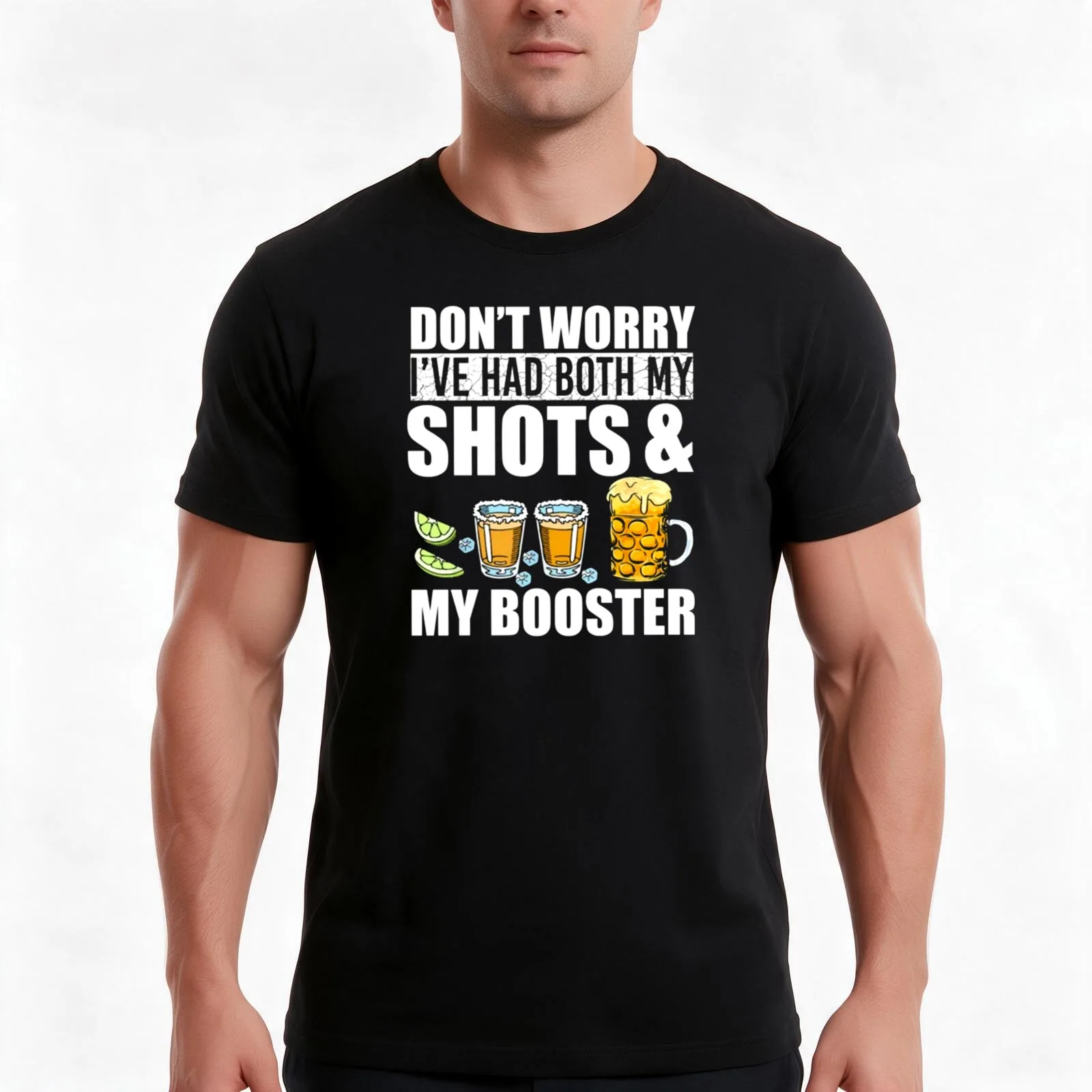 Don't Worry I've Had Both My Shots And Booster T-Shirt, Summer Casual Cotton Tee, Oversized Streetwear Tops, Unisex Men Women