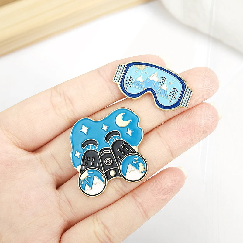 Anti-reflexo Buckle Lapel Pins, Garrafa De Água Quente, Pins De Roupas, Equipamento De Viagem Ao Ar Livre, Pin Do Telescópio, Pin Do Pára-brisa, Montanha