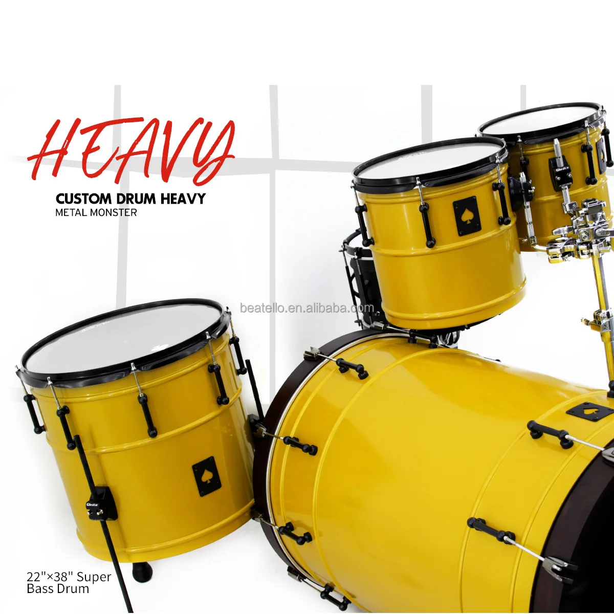 Drum Set 22 Inch Bass Drum Kit Percussion Musical Instruments Basswood Acoustic Drumset With Cymbals Stand