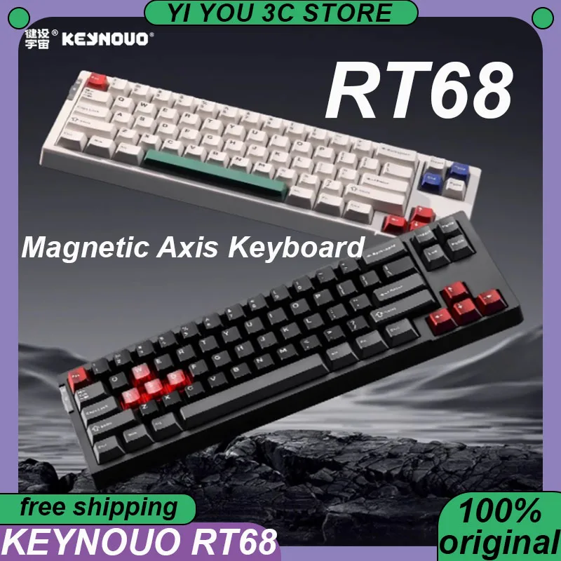 

Keynouo RT68 Esports Keyboard Magnetic Switch 68Keys Wired Mechanical Keyboards Quick Trigger Gasket PBT PC Accessories Laptop