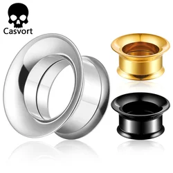 Casvort 2PCS Screw Fit Double Flared Ear Gauges Tunnels Plugs Stretcher Studs Piercing Women Body Jewelry 316 Stainless Steel