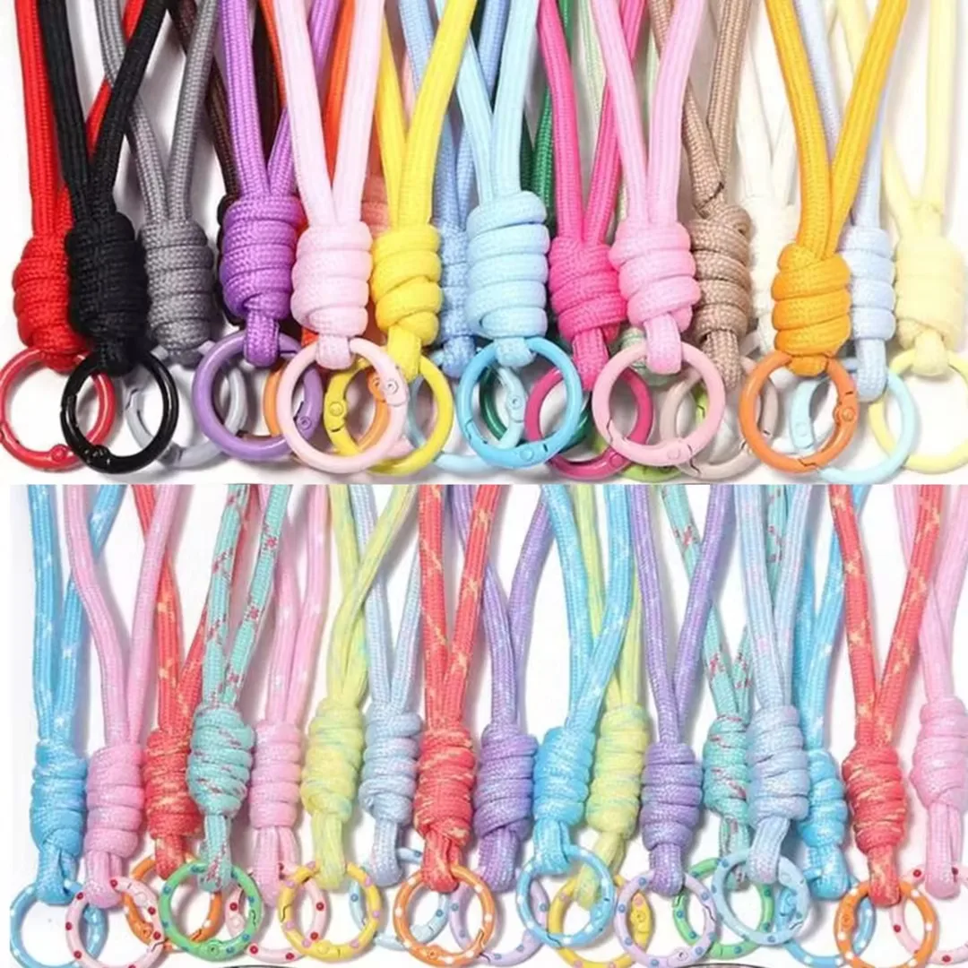 5pcs Colorful Creative Braided Lanyard Keychain Keyring For Phone Case Anti Lost Knot Rope Strap Car Key Chains DIY Accessories