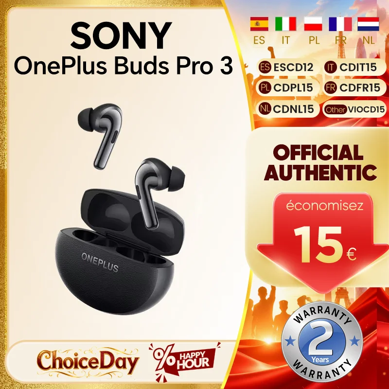 Écouteurs TWS OnePlus Buds Pro 3 Version Globale Bluetooth 5.4 ANC Dynamique en Temps Réel 50dB Driver Dynamique 43h d'Autonomie IP55