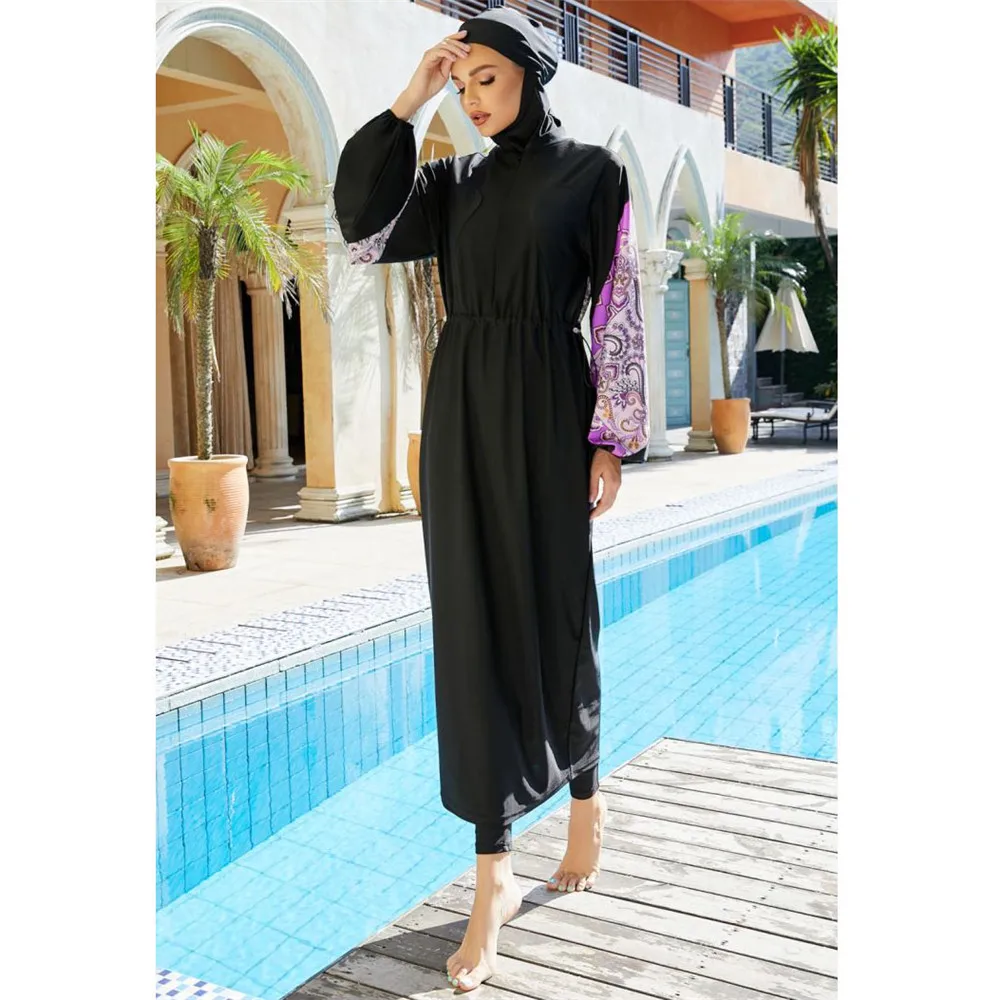 3 pièces/ensemble musulman Burkini maillot De Bain musulman longue Robe De bain islamique modeste Maillot De Bain femmes arabe Hijab Maillot De Bain Maillot De Bain