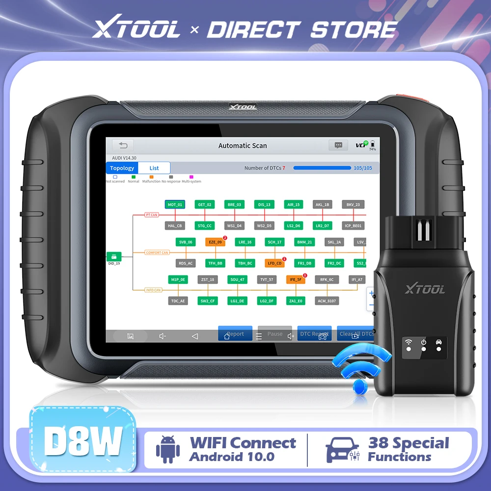 XTOOL D8W Wireless Car Diagnostic Tools Automotive Scanner With Topology Map Built-in DoIP CAN FD 3-Year Free Upgrade D8BT D8S