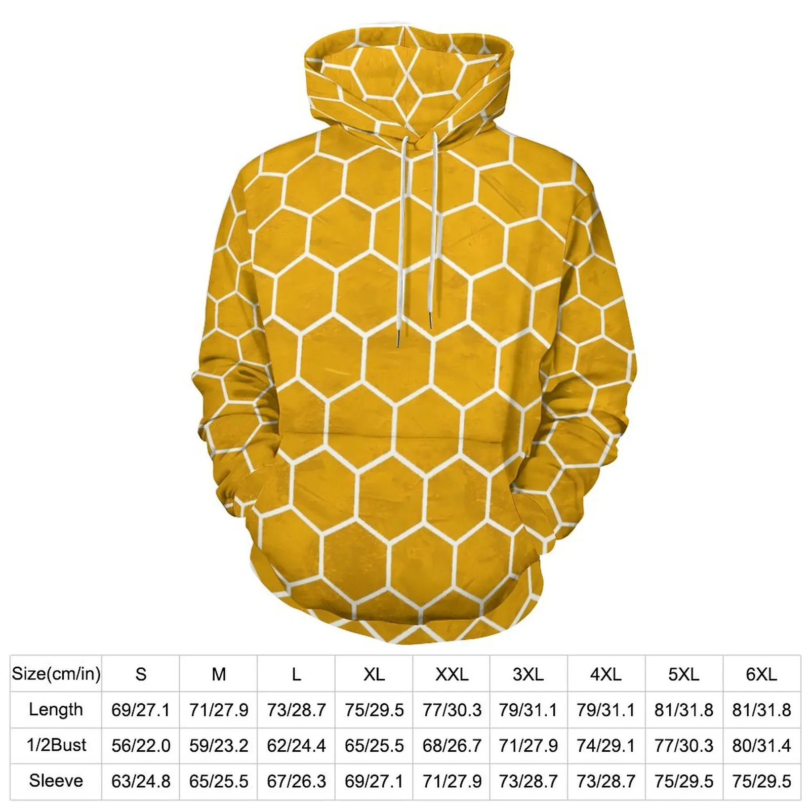 Yellow Hives Casual Hoodies Hexagonal Hexagon Pretty Pattern Loose Hoodie Winter Long Sleeve Harajuku Oversize Top