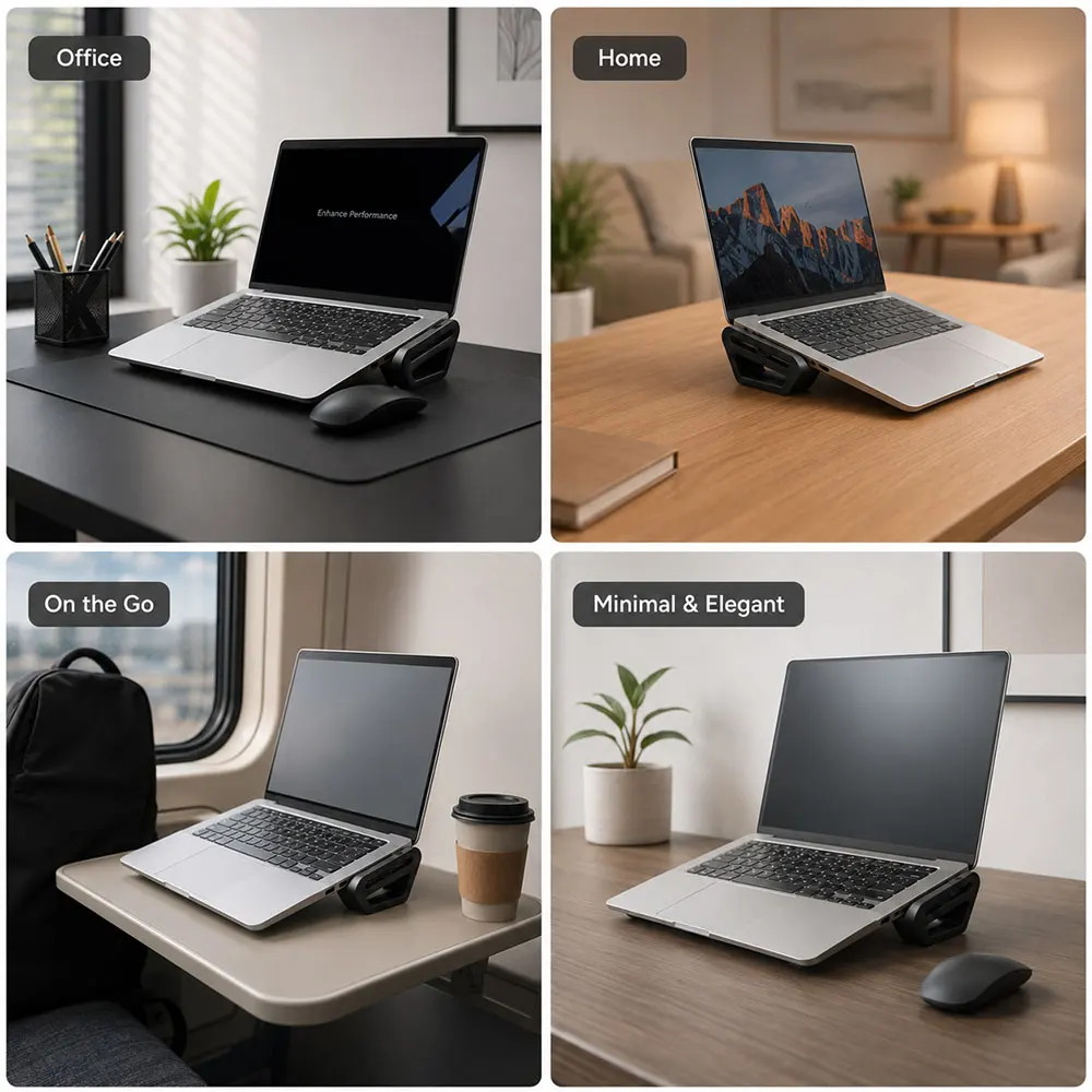 Rafford Laptop-Seitenständer, tragbarer ergonomischer Notebook-Ständer, rutschfest für den Schreibtisch, Kühlluftzirkulation für MacBook und Laptops – Detail 11