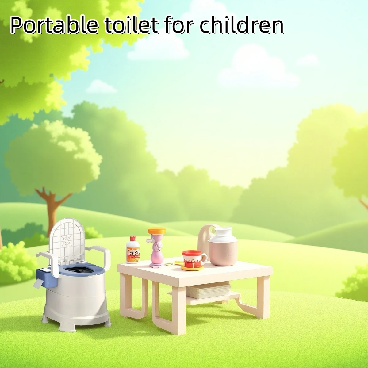 Children's Toilet Training Height-Adjustable Potty Chair, with Armrests and Backrest, Portable Toilet with Removable Inner Bucket, Paper Towel Holder, 42Cm/16.54Inch Seat Height, Suitable for Home Toilet Training