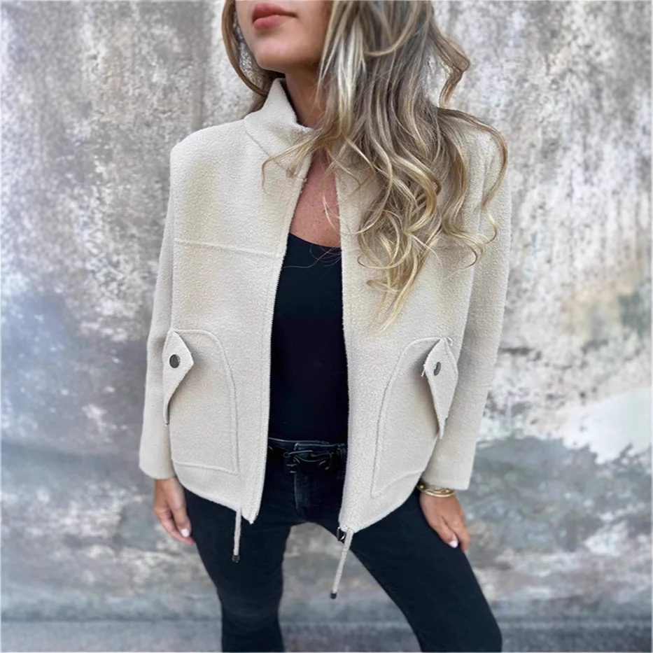 بدلة صوفية غير رسمية مع كيتات مزيفة وربطة عنق على شكل حبل للنساء لخريف وشتاء معاطف قماش مخملية جديدة عبر الحدود #4