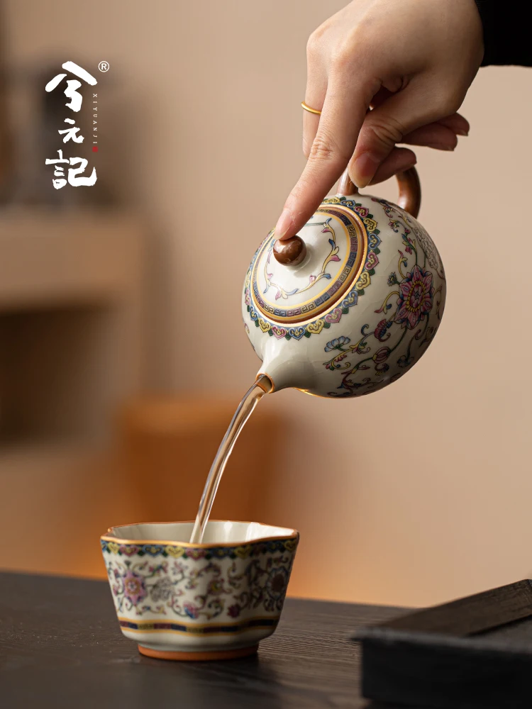 Interlock Branch Beige Ru Ware Ceramic Teapot Single for One Person Household Tea Set 2026 New Xi Shi Pot