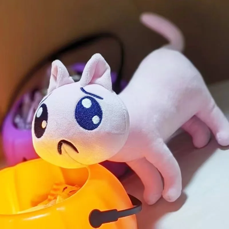 جديد الكرتون الوردي حزين القط ألعاب من القطيفة Kawaii البسيطة غير سعيد القط الحيوانات أفخم دمية لطيف عيون كبيرة القط محشوة دمية بلوشي هدية حفلة