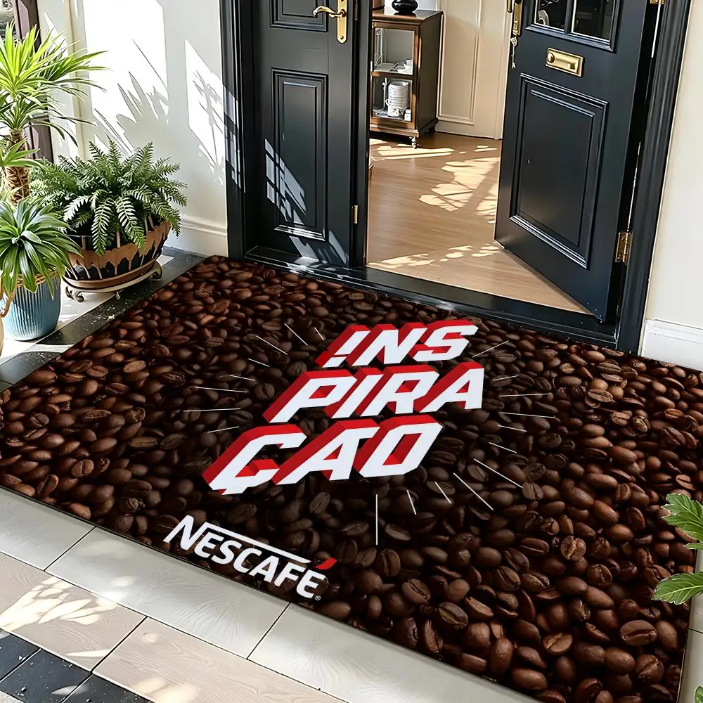 Beverage N-Nescafe Floor Mat Soft Flannel Entrance Door Mat Non Slip Absorbent Bathroom Bedroom Floor Rug