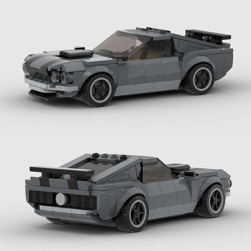 

Техника MOC, классический гоночный спортивный автомобиль, модель автомобиля, суперкар, строительные блоки, кирпичи, игрушки для детей 1969, Mustang Boss