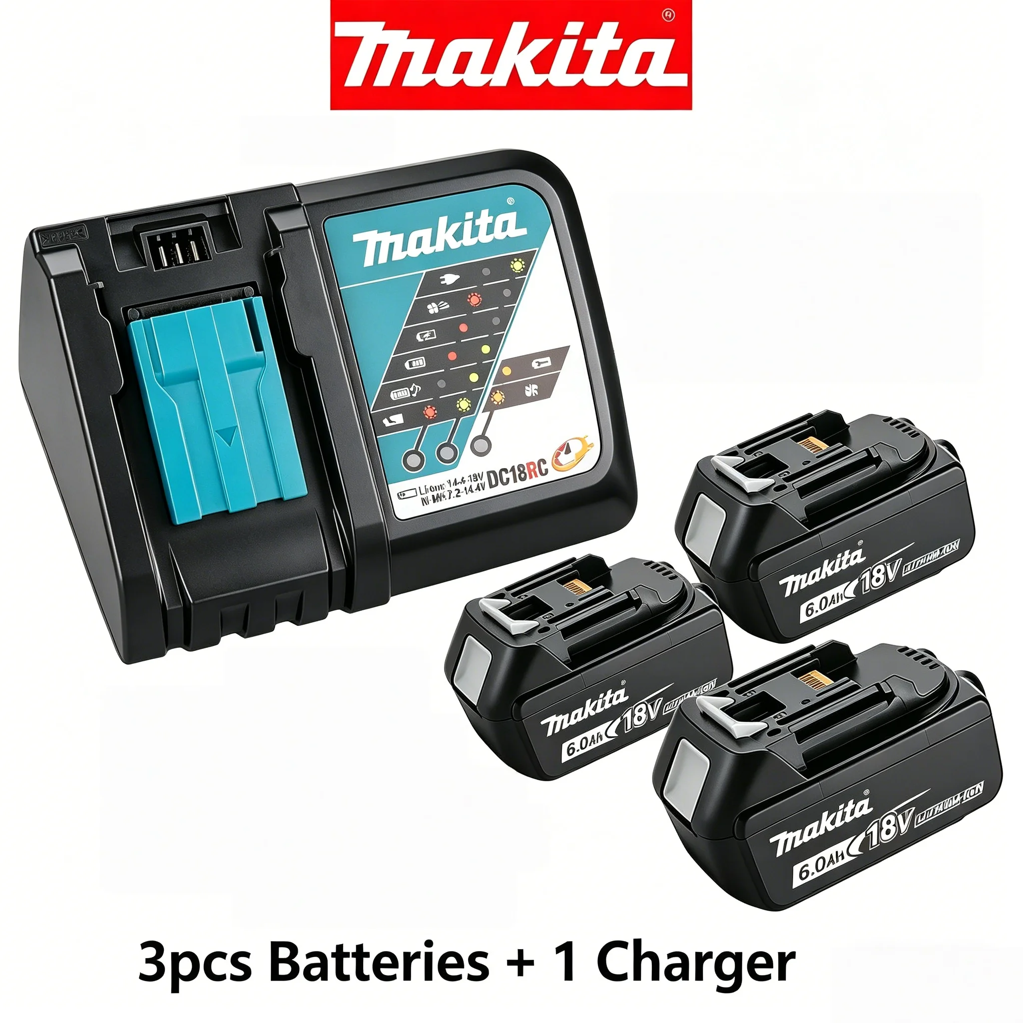Originele Makita 18V 6.0Ah Batterij + DC18RC Snelle Lader Kit, BL1860B LXT Lithium Ion Power Tool Batterij, Gratis Verzending