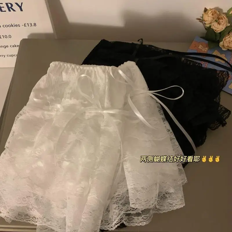 Lace Sexy Sweet Summer Skirt Women Clothes High Waist Harajuku White 2000s Kawaii Korea Bow Mini Skirts Y2k Femme Short Skirts