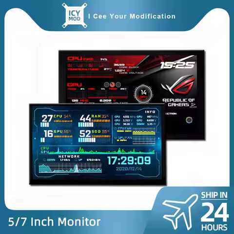 HD PC Monitor Secondary Screen 5 Inch 7 Inches Touchable 4k Display CPU 1920*1200 Temperture DATA Detector Aida64 IPS 1024*600