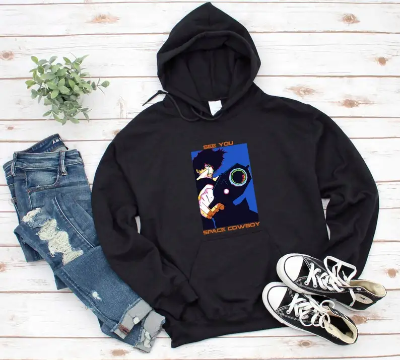 Cowboy Bebop Anime Hoodie, Whatever Happens Happens, See You Space Cowboy, Aesthetic Anime Spike Spiegel Unisex Sweatshirt