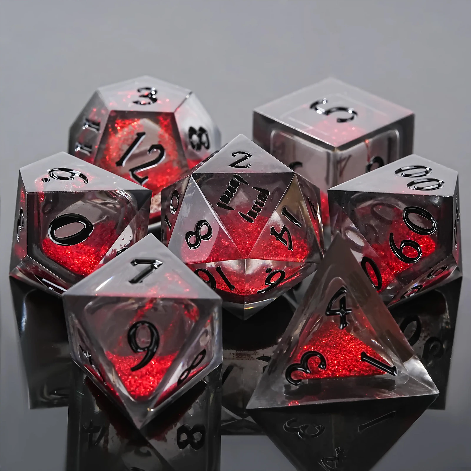 

1-7Pcs DND Dice Set Liquid Core Dice Resin Dice Multi-sided Polyhedral Red Dice for D&D Game COC Role Playing RPG Table