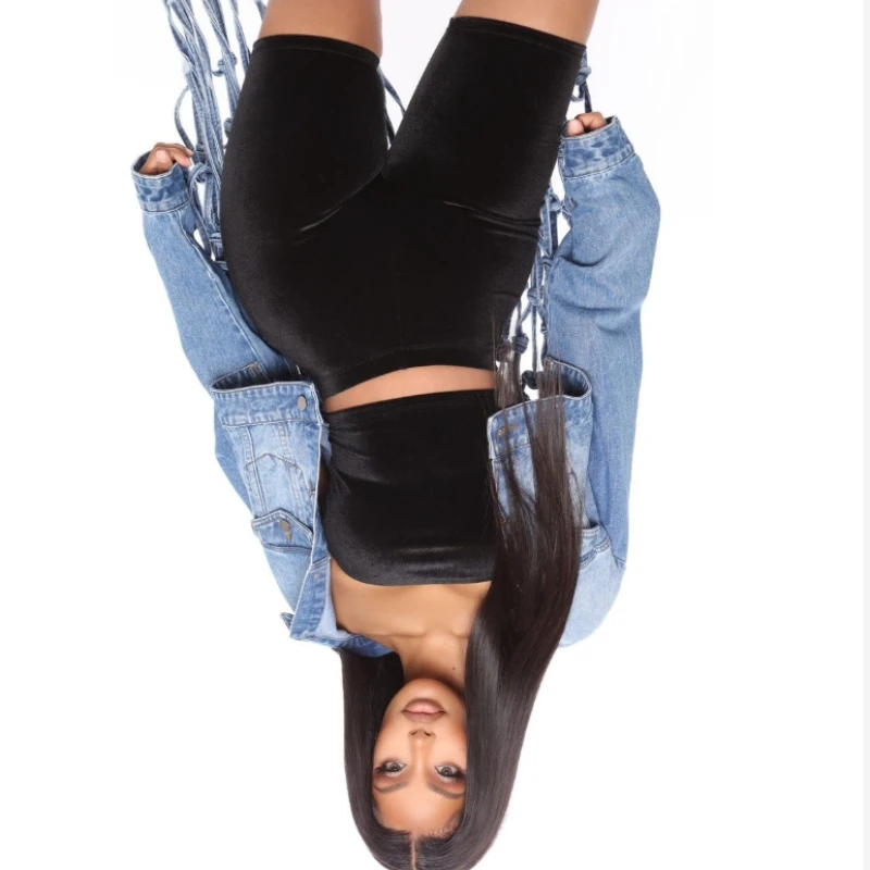 

European and American Backless Grid Fringed Denim Jacket Women Long Sleeves Hollowed Out Top Exquisite Minimalist Personality