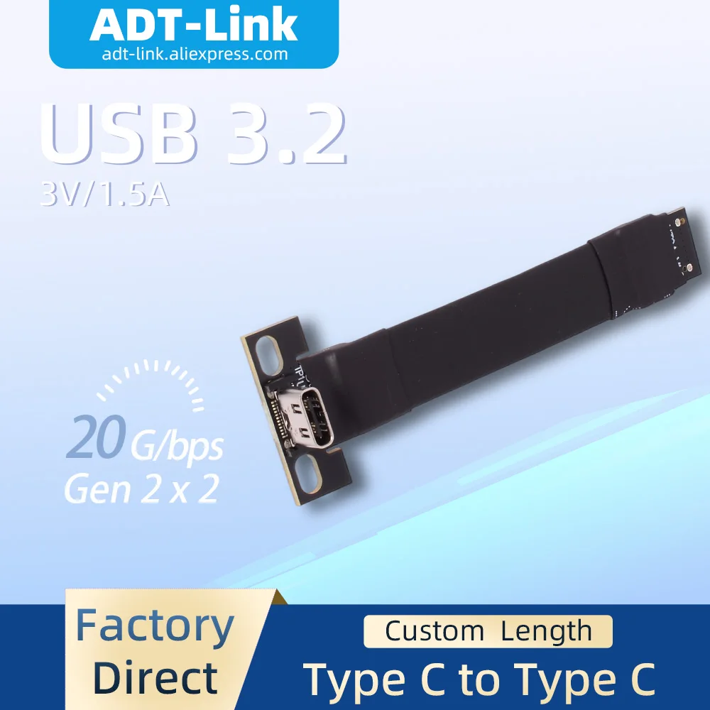 ADT-Link Extended Type-C USB 3.2 Gen2x2 20G  Male and Female Charging Data Cable Suitable For Mobile Phones And Tablets Adapter
