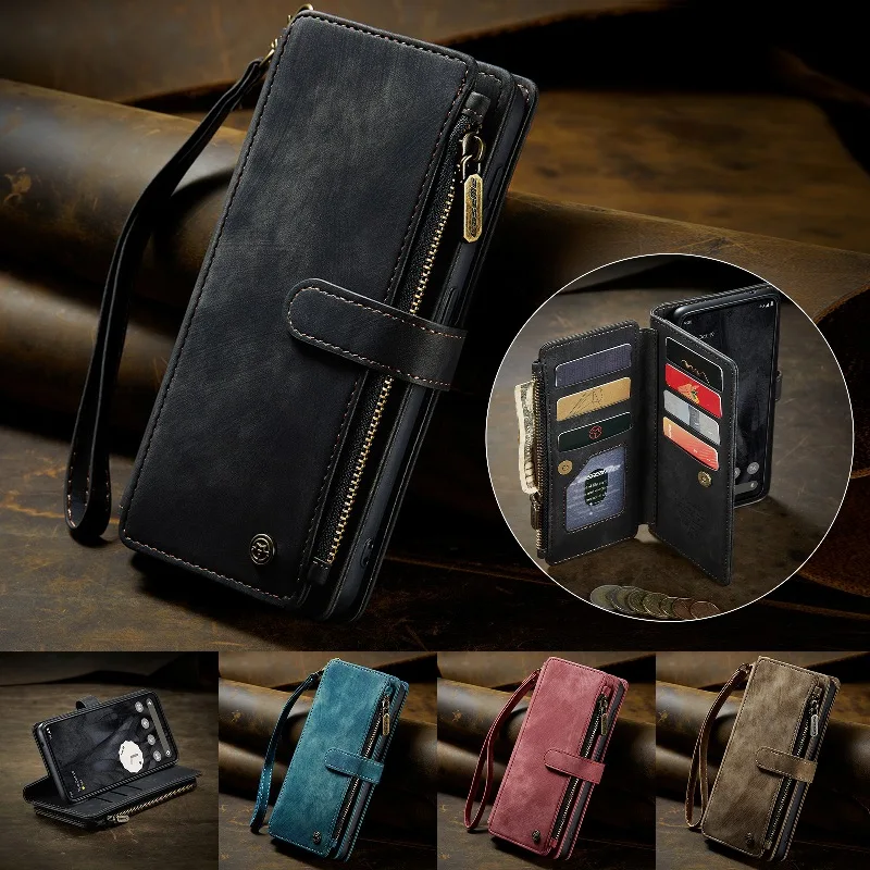 

Side Magnetic Buckle Flip Wallet Card Slots Phone Cover For Google Pixel 9 Pro XL 8A 8 Pro 7A Leather Protective Case