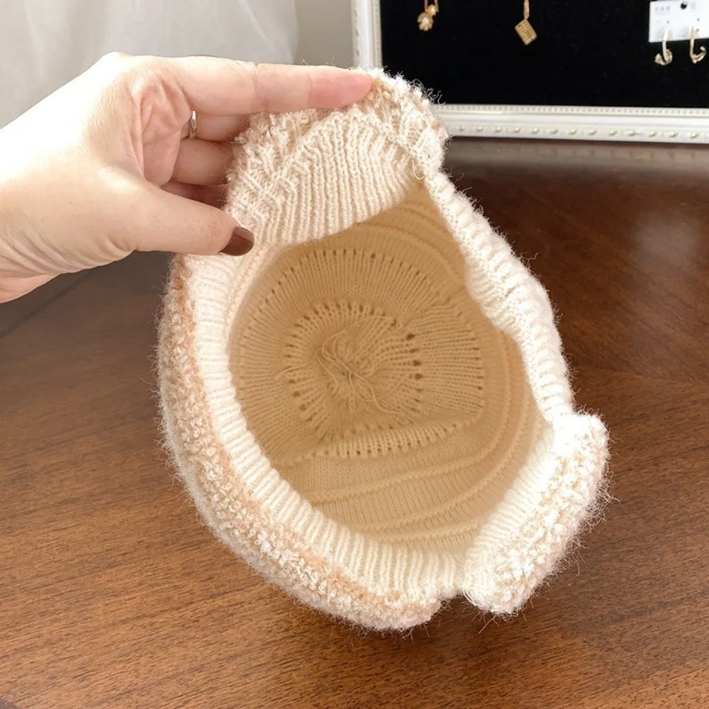Geschenk Warme Strickmütze Kältebeständige Klassische Ohrenklappmütze Pullover-Design Winddichte Mütze Winter Herbst – Detail 9
