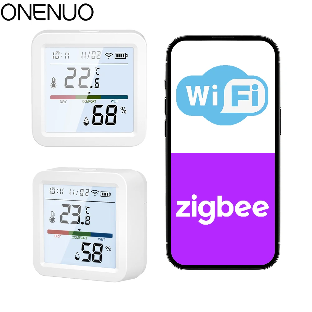 Tuya WIFI/Zigbee Temperature Humidity Sensor Backlight Hygrometer Thermometer Smart Life APP Control Support Alexa Google