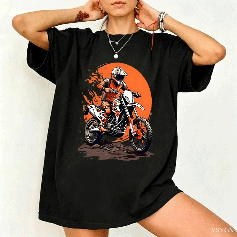 Dirt Bike Motocross Rider Extreme Sport Art Graphic Print Family Matching Short Sleeve Tee Boys Girls Kids Casual Daily Tops