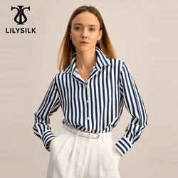 LILYSILK Silk Shirt for Women Stripe 2023 Spring New Femme 100% Semi Formal Long Sleeve Turn Down Collar Top Free Shipping