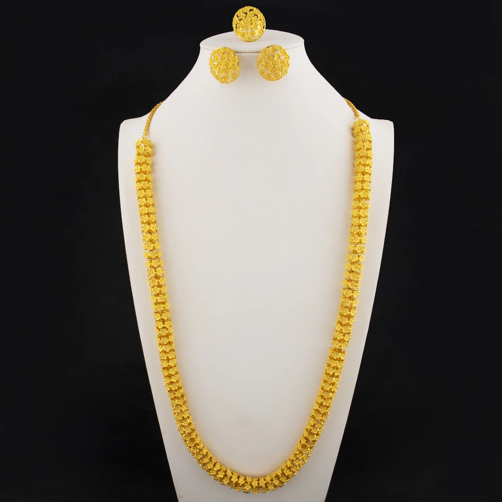 YM Dubai 18K Gold Plated Jewelry Set Gold 3