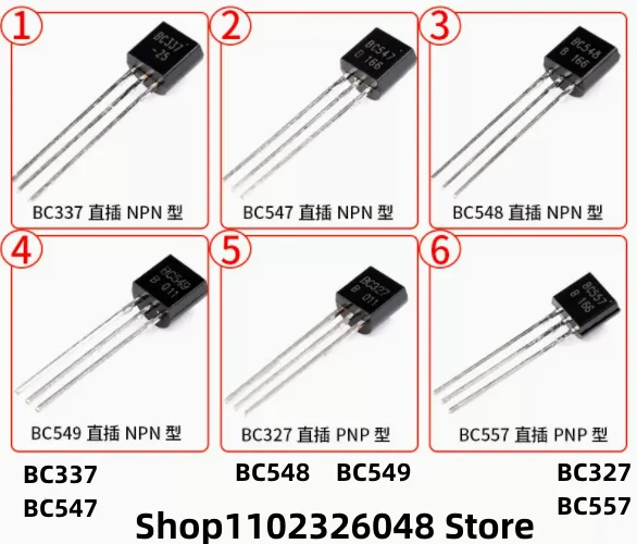 10PCS Triode BC337 547 548 549 NPN BC327 557 PNP TO92 NEW   IC CHIP