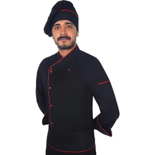 Feast Work clothes Black Red Piping Cook Jacket