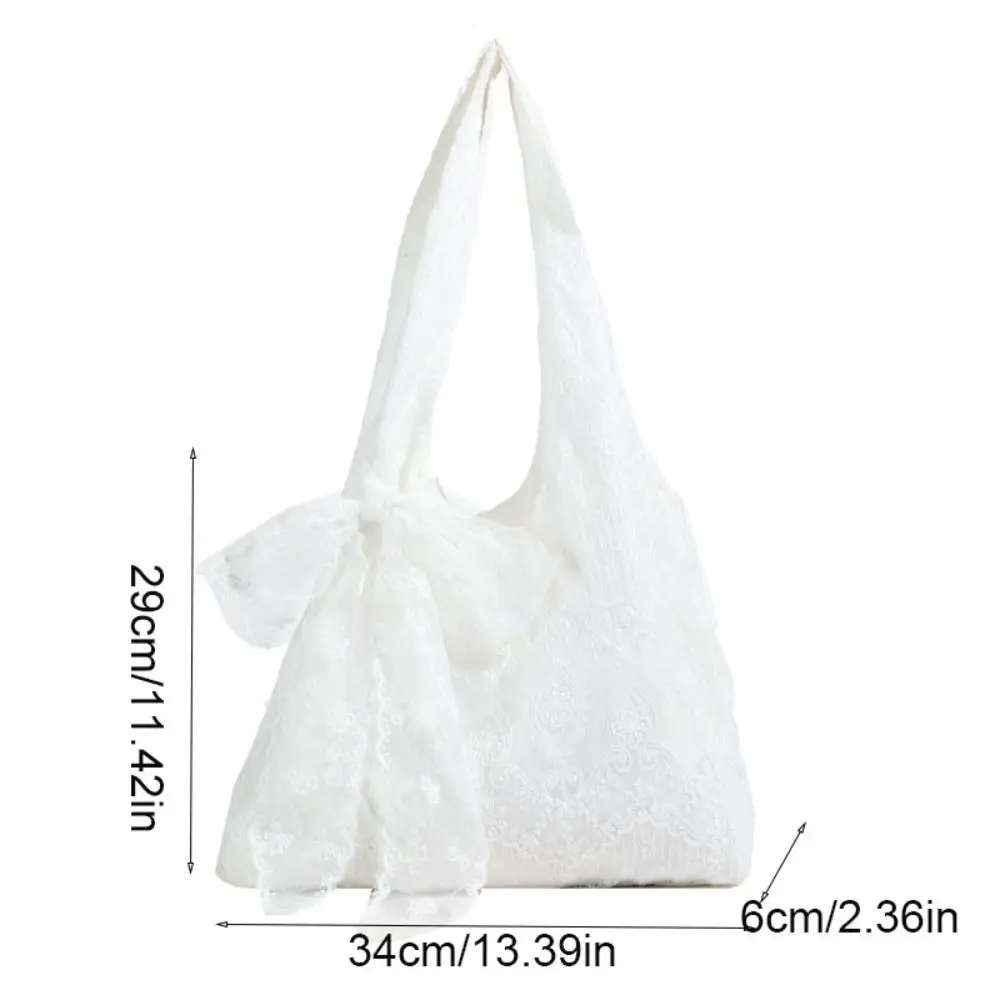 쇼핑 자수 레이스 숄더 백 리본 토트 백 캔버스 핸드백 조끼 가방 천 대용량 가방 매일