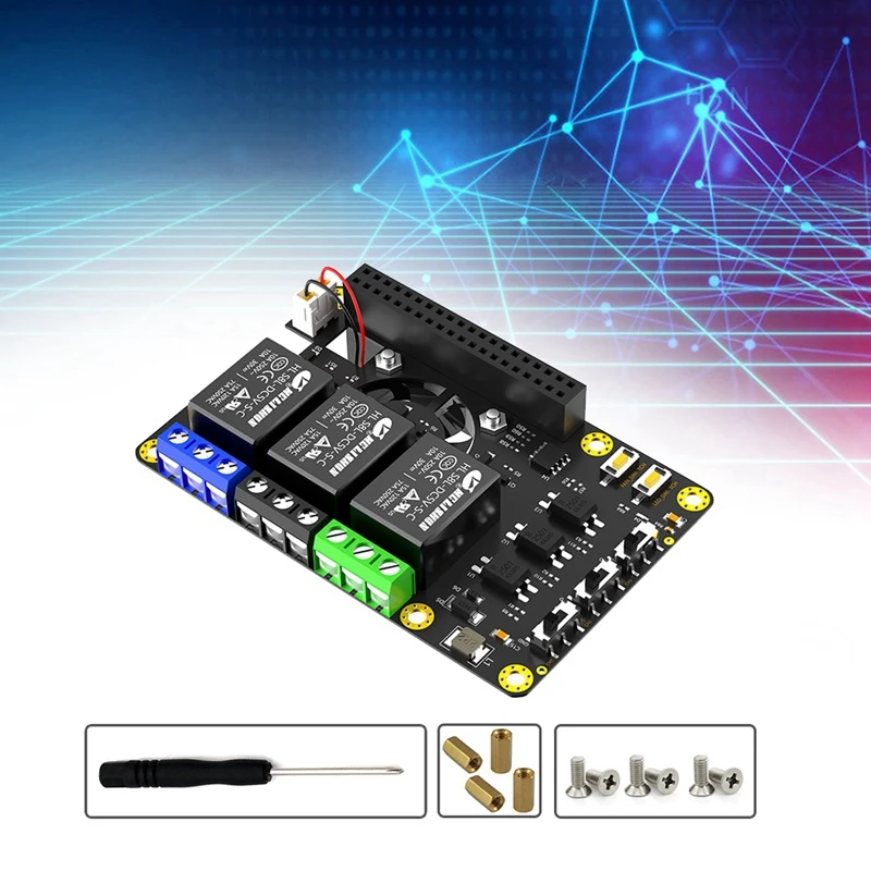Power-Relay-Board-Expansion-Module-with-Dual-Cooling-Fan-Auto-Changing Color-LED-For-Raspberry-Pi-A+-3A+-B+-2B-3B+-4B