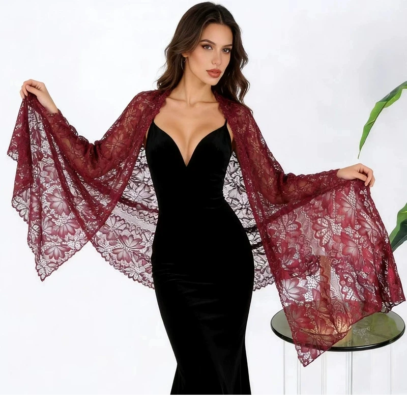 

American Style High-Grade Lace Rhinestone Scarf for Women Bridal Bridesmaid Evening Dress Banquet Ball Shawls and Wraps