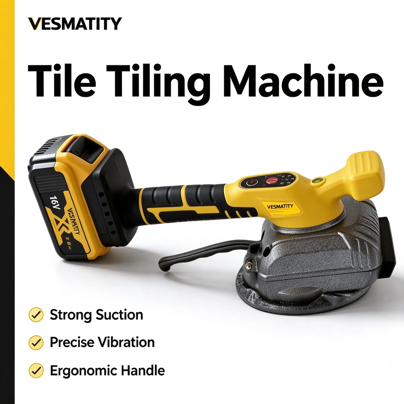 Tile Vibrator Cordless Tile Laying Vibrating Tool 8 Adjustable Speed High Loading Wall Floor Tile Tiling Machine With18V Battery