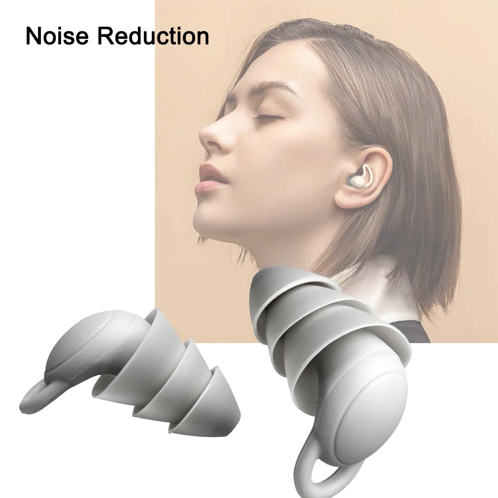 1Pair Silicone Ear Plugs Noise Reduction Sound Insulation Earplugs Soundproof for Sleep Anti-Noise Sleeping Aid Ear Care Earmuff