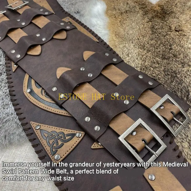 49MF القرون الوسطى حزام عريض للحفلات التنكرية زي حزام تنقش مشد حزام عروض المسرح مشد حزام دور اللعب حزام الخصر #3