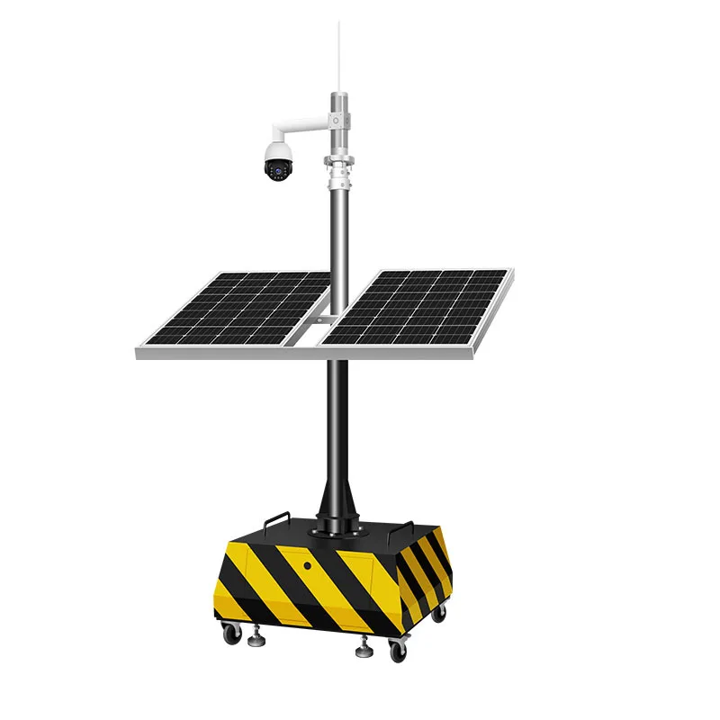 Automatic lifting movable solar surveillance vehicle camera power supply system