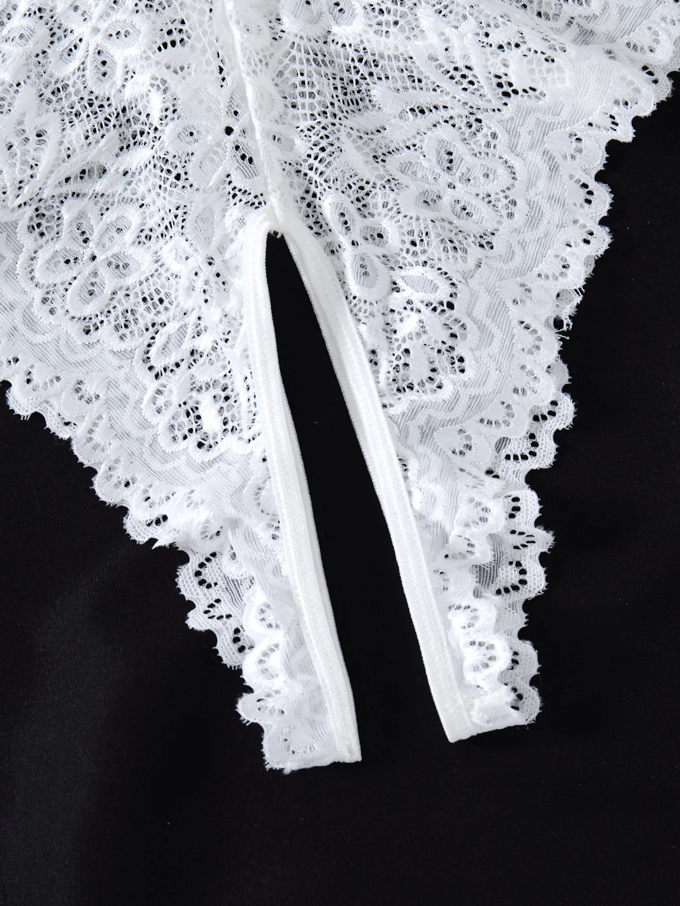 طقم فستان فلافان دانتيل مطرز باللون الأبيض - ملابس داخلية مثيرة للنساء - طقم حمالة صدر مثير بتصميم حزام على الظهر 21077 #6