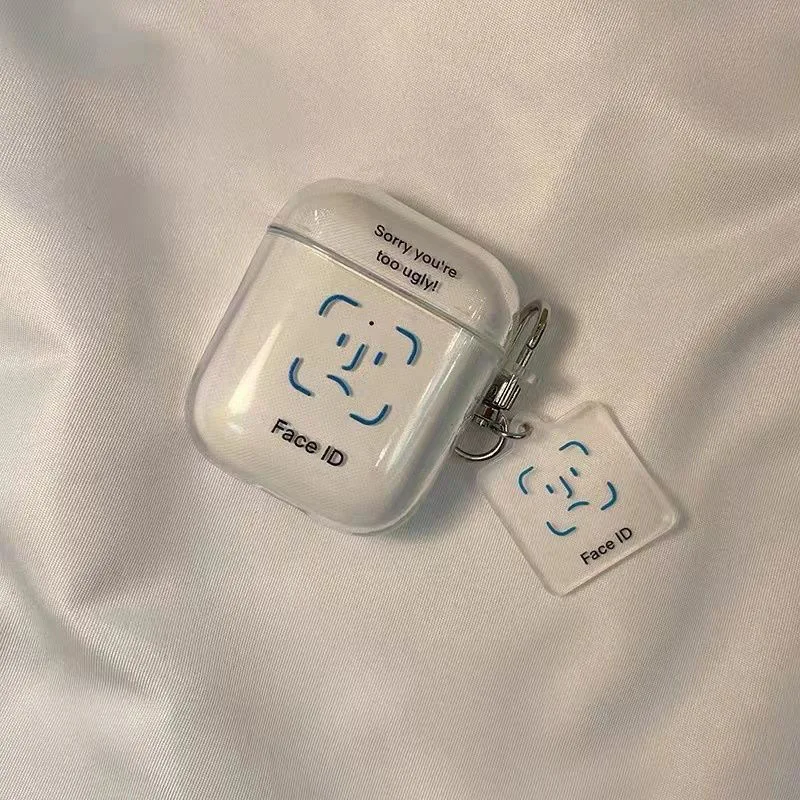 Sevimli yüz ID mektubu silikon ile karikatür kolye anahtarlık kulaklık kutusu apple airpods 3 2 1 pro bluetooth şarj kutusu capa