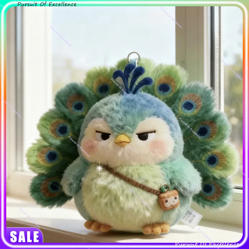 2026 Peluche postlard verde pavone - Simpatico portachiavi zaino con espressione fantastica, regalo di amico di alto valore per le vacanze
