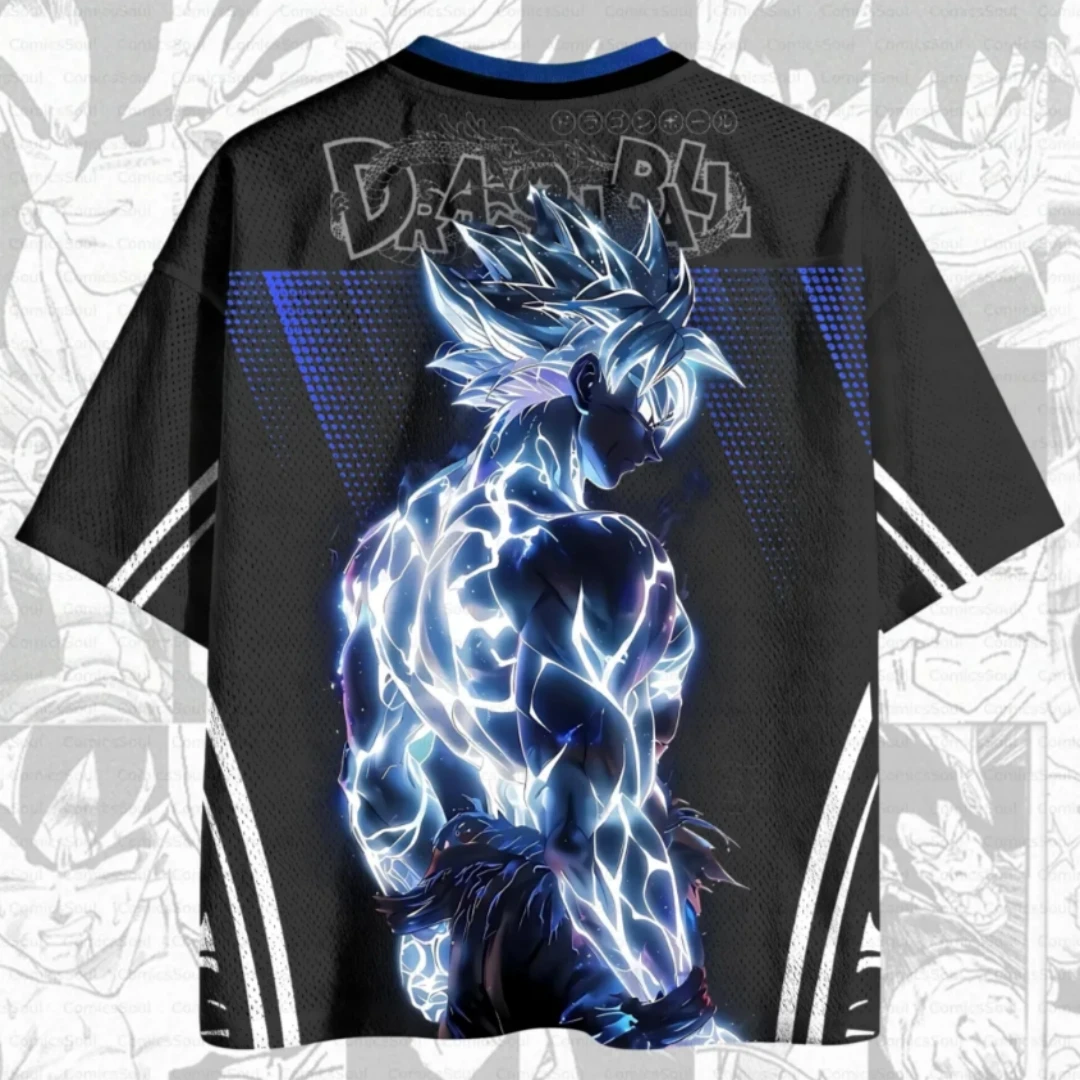 Dragon Ball Ultimate Skill Wukong Printed Mesh Jersey, Breathable V-neck Anime Cosplay Turtle House Logo Manga Fan Ball Clothes